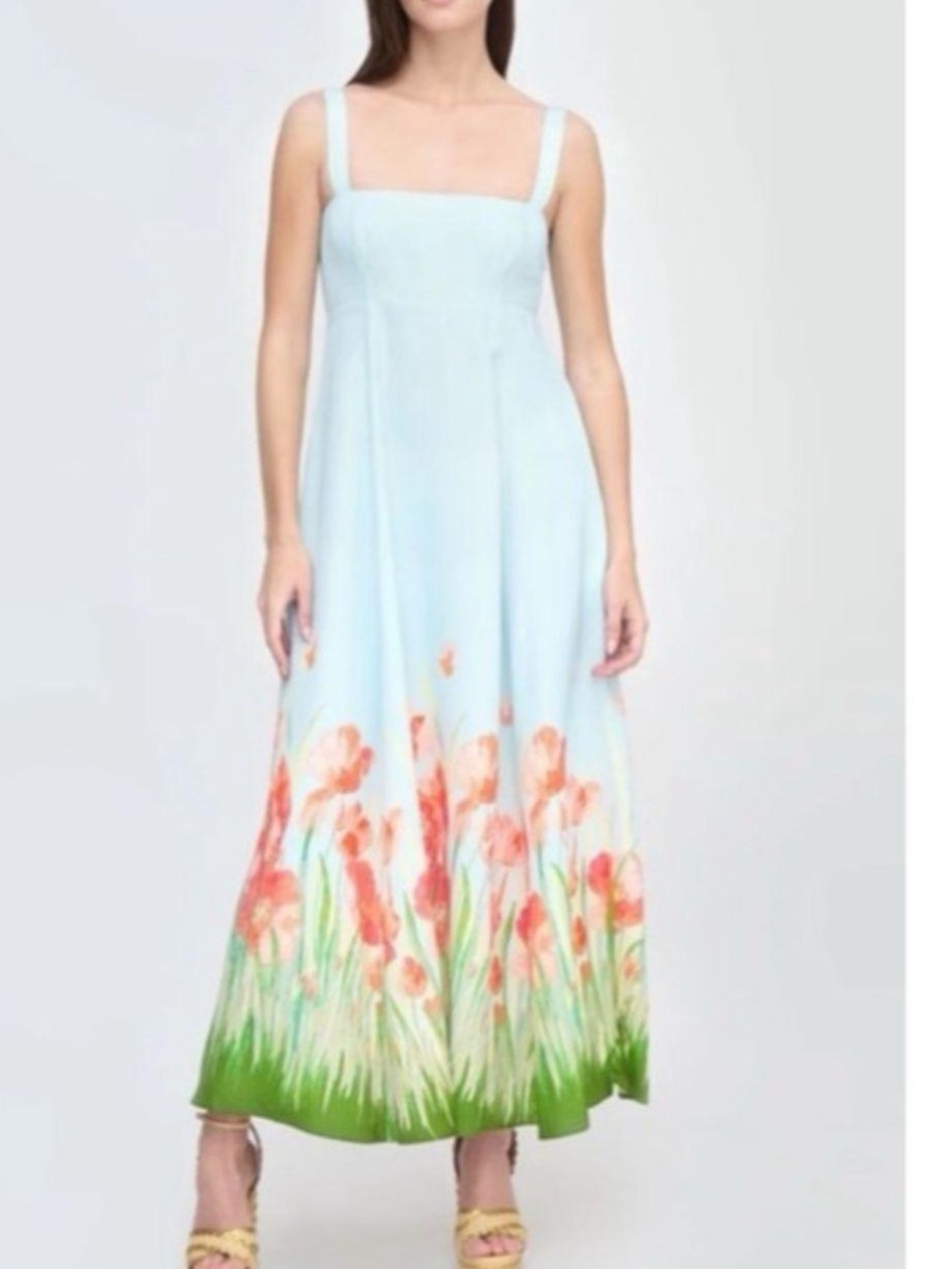Hill House home Light Blue Floral Border Maxi Dress, XXS XS S
